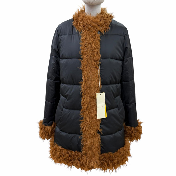 Excellent MARNI coat Reversible, padded Navy system acrylic Women 36 JKMA0236LW
