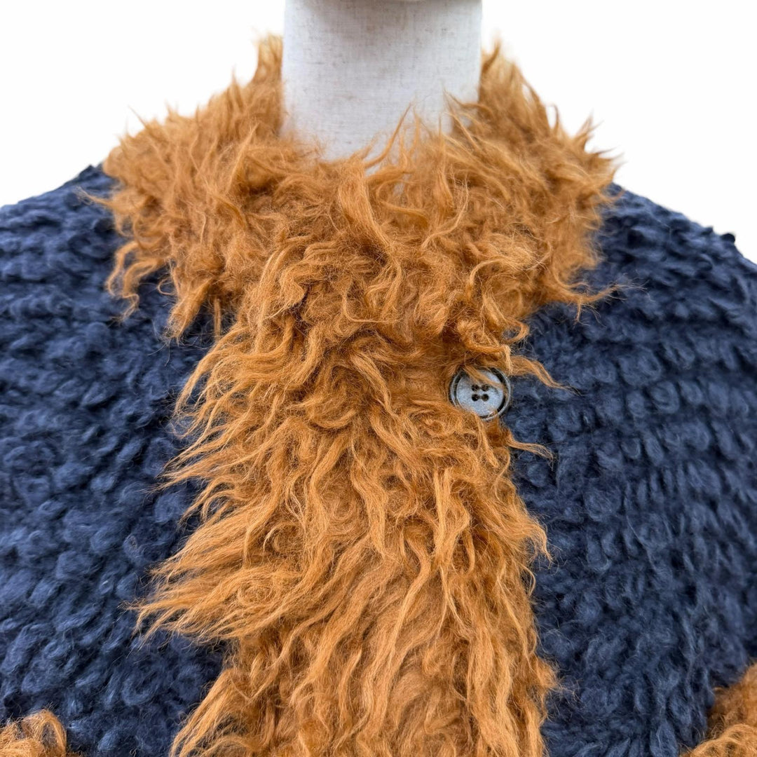 Excellent MARNI coat Reversible, padded Navy system acrylic Women 36 JKMA0236LW