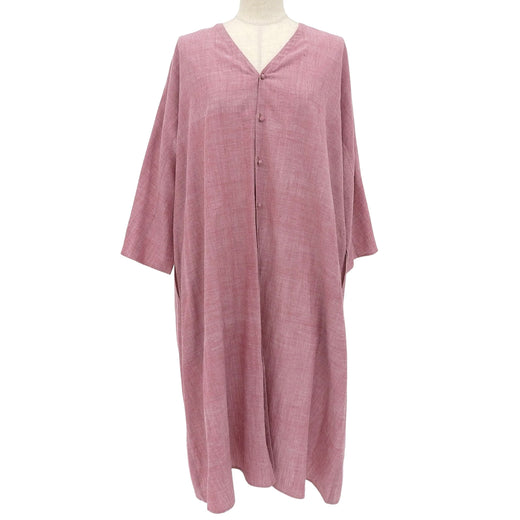 Excellent JURGEN LEHL one piece V-neck long shirt pink cotton Women M HT009499