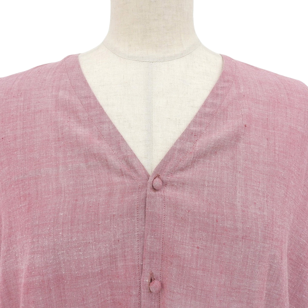 Excellent JURGEN LEHL one piece V-neck long shirt pink cotton Women M HT009499