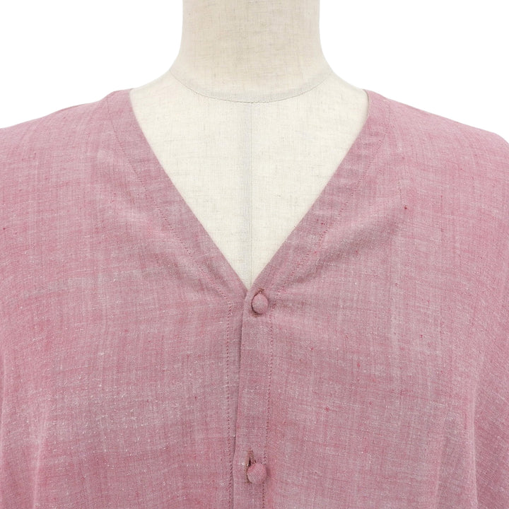 Excellent JURGEN LEHL one piece V-neck long shirt pink cotton Women M HT009499