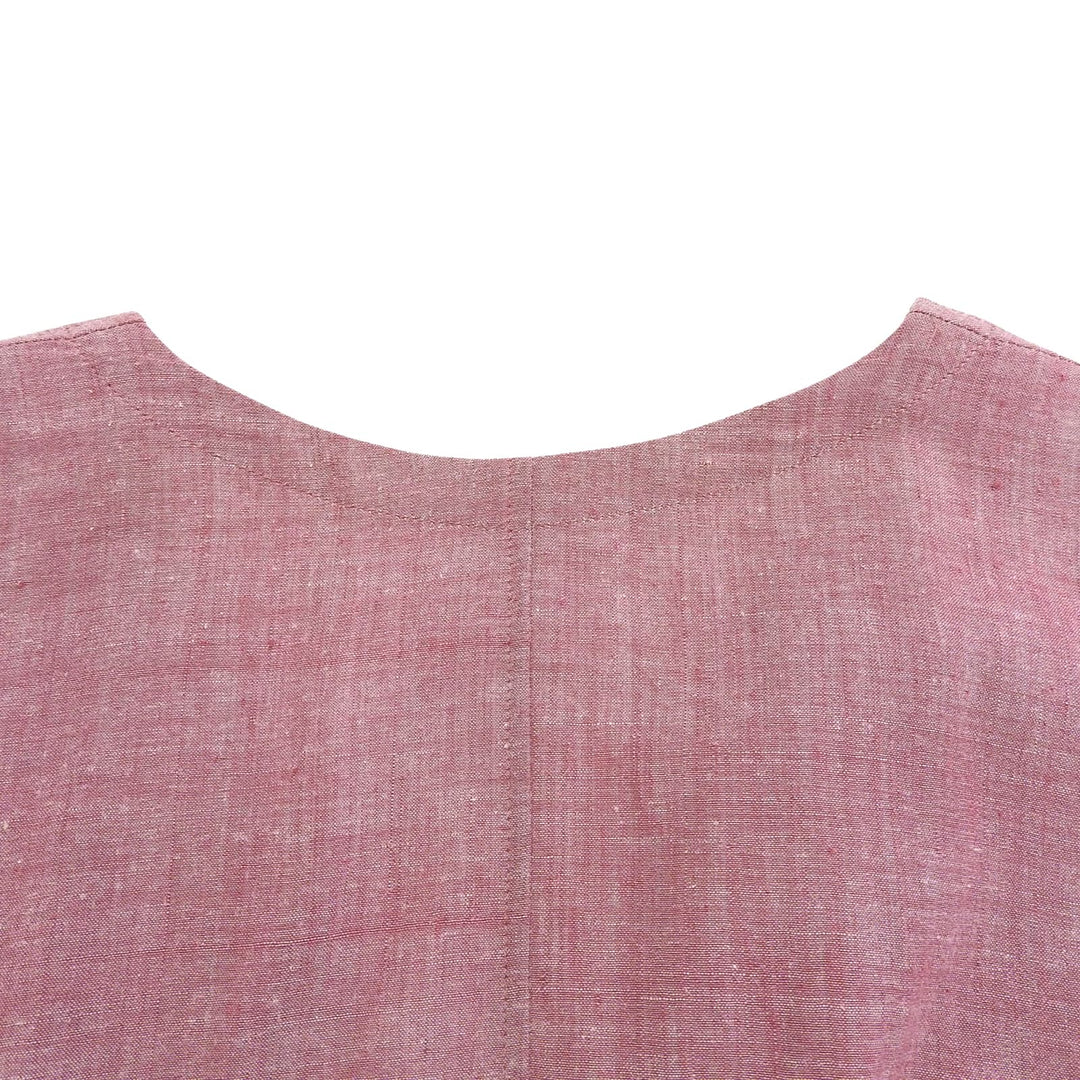 Excellent JURGEN LEHL one piece V-neck long shirt pink cotton Women M HT009499