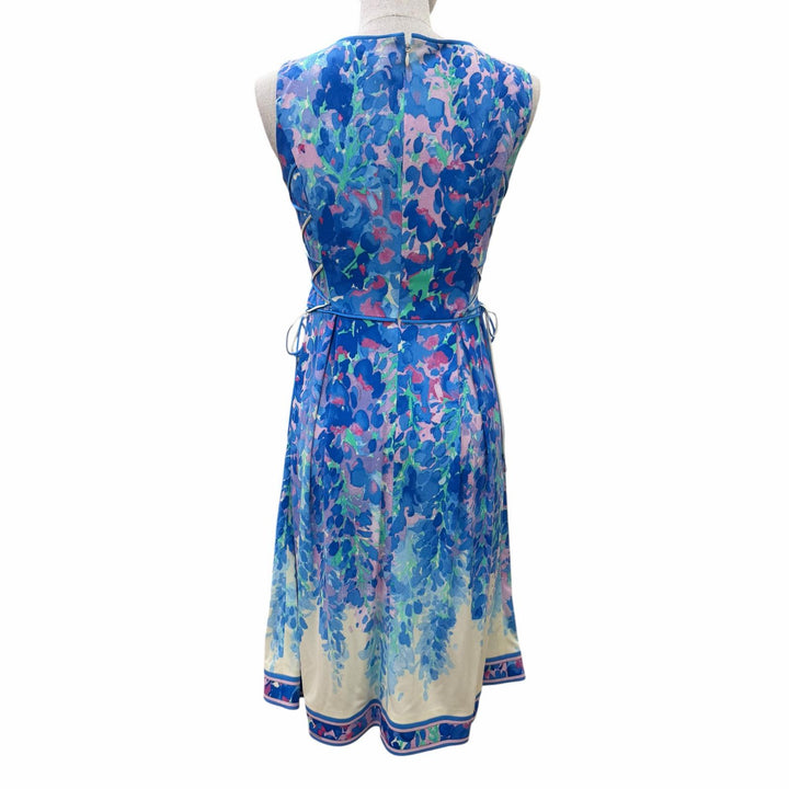 Pristine LEONARD FASHION one piece Floral print sleeveless flared dress Blue 34