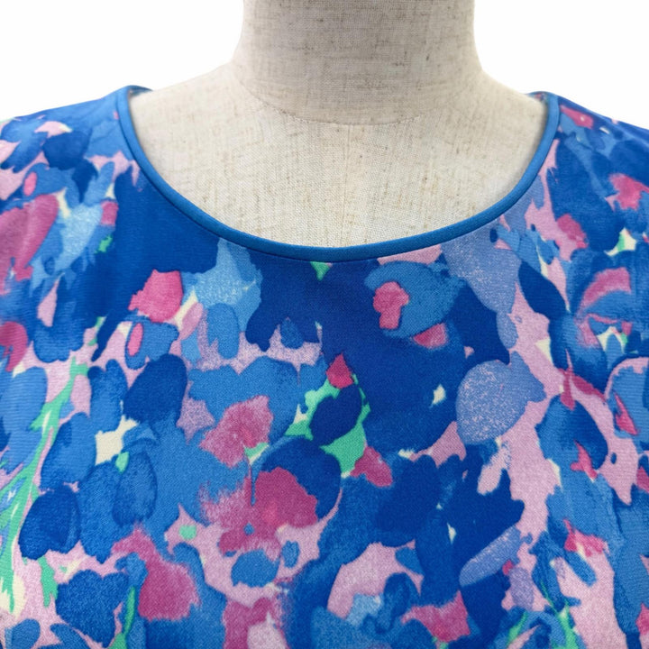 Pristine LEONARD FASHION one piece Floral print sleeveless flared dress Blue 34