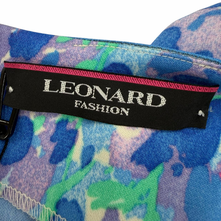 Pristine LEONARD FASHION one piece Floral print sleeveless flared dress Blue 34