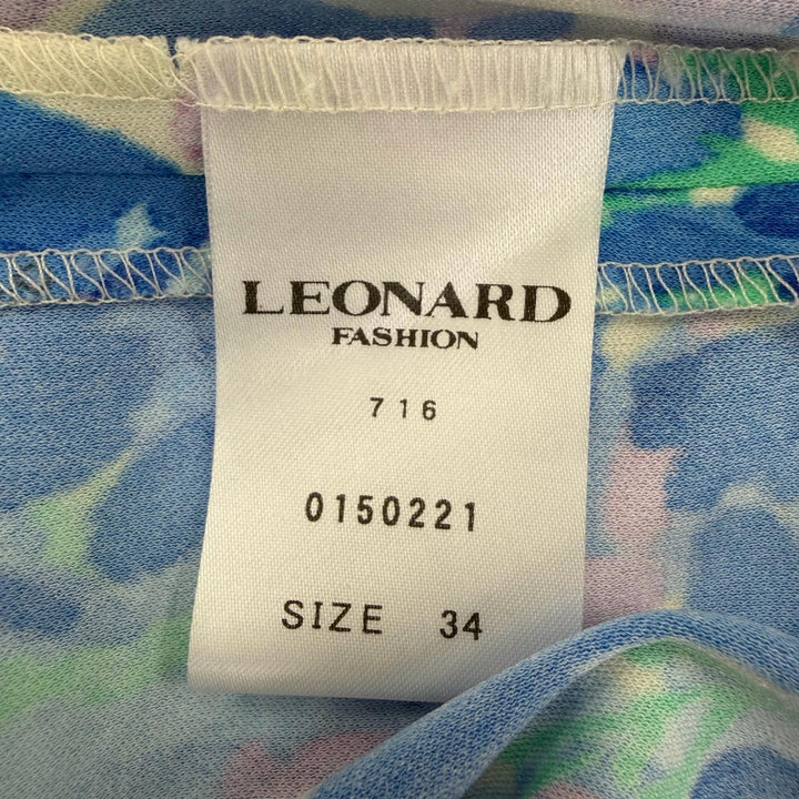 Pristine LEONARD FASHION one piece Floral print sleeveless flared dress Blue 34