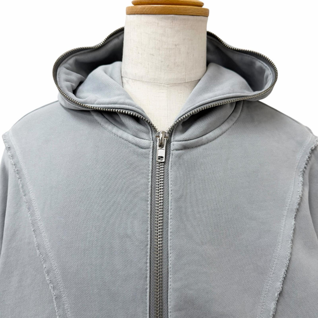 Excellent BREATH hoodie FADE ZIP UP HOODIE Distressed finish zip gray cotton