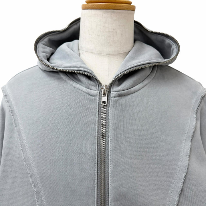Excellent BREATH hoodie FADE ZIP UP HOODIE Distressed finish zip gray cotton