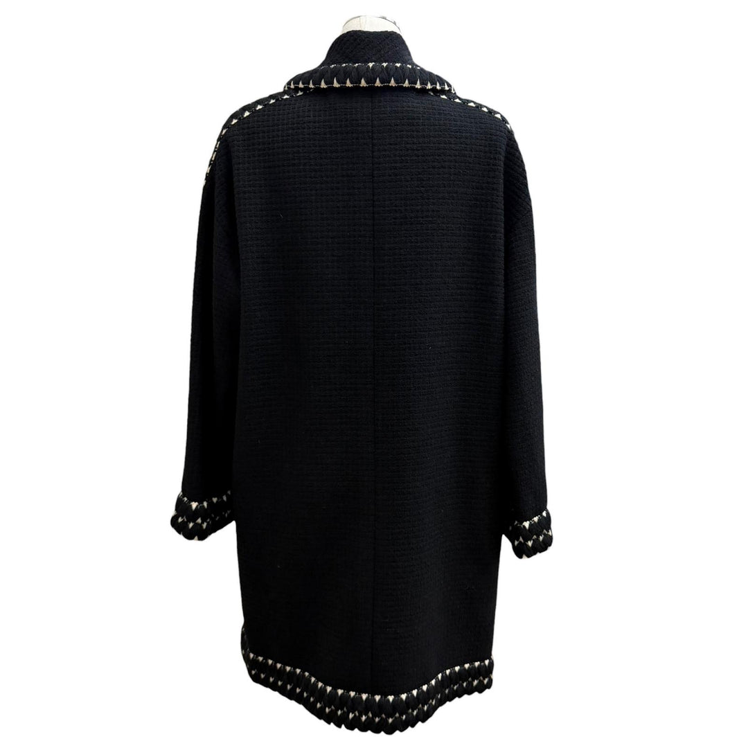 Excellent CHANEL coat COCO Mark gold button Gripoa print tweed wool 38 91A 21625