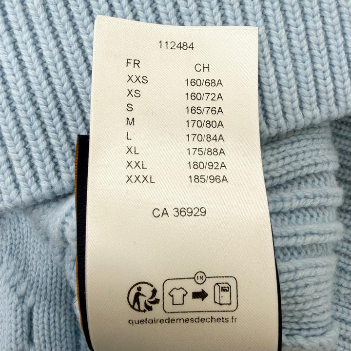 Excellent LOUIS VUITTON sweater LV logo cable braid Light blue wool mens S