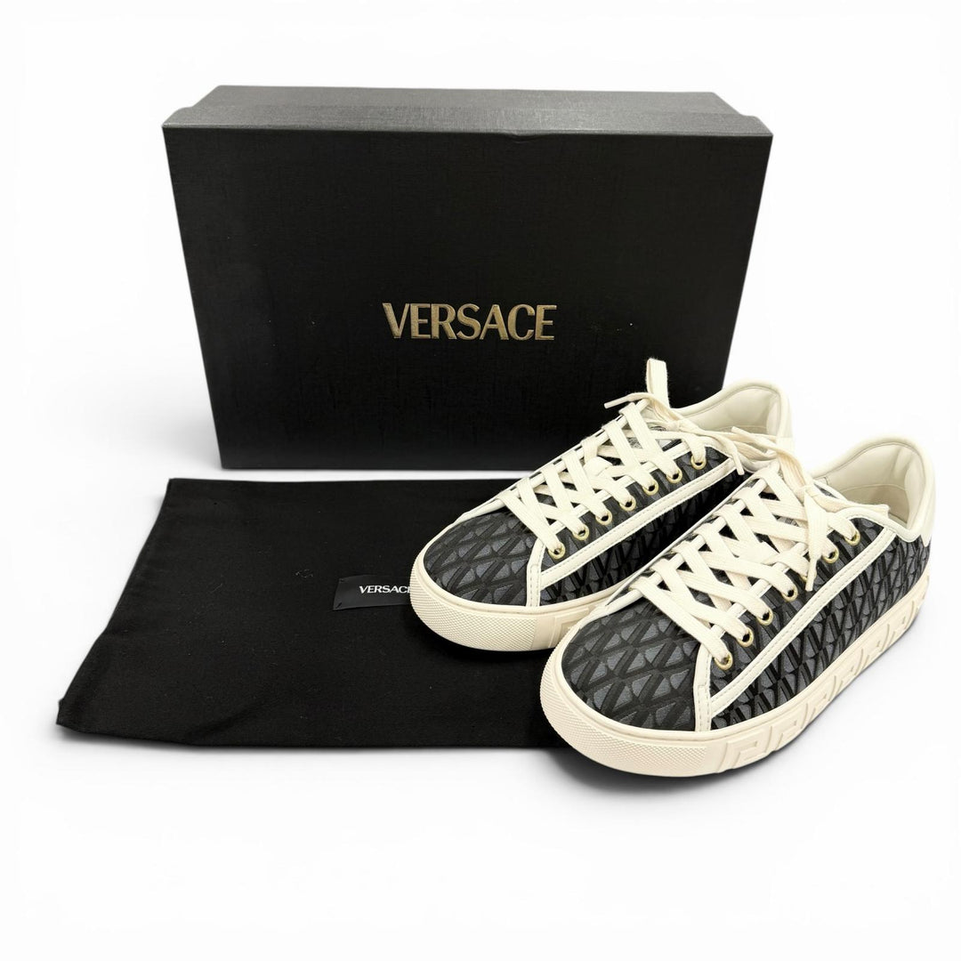 Pristine VERSACE sneakers Greca Jacquard V Canvas Navy canvas Women 38 1013568