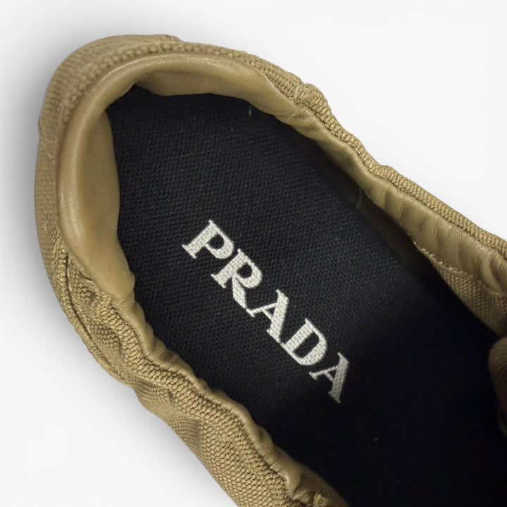 Excellent PRADA sneakers Collapse Vintage finish khaki canvas mens 10 2EG506