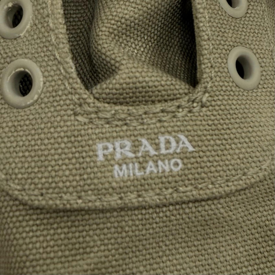 Excellent PRADA sneakers Collapse Vintage finish khaki canvas mens 10 2EG506