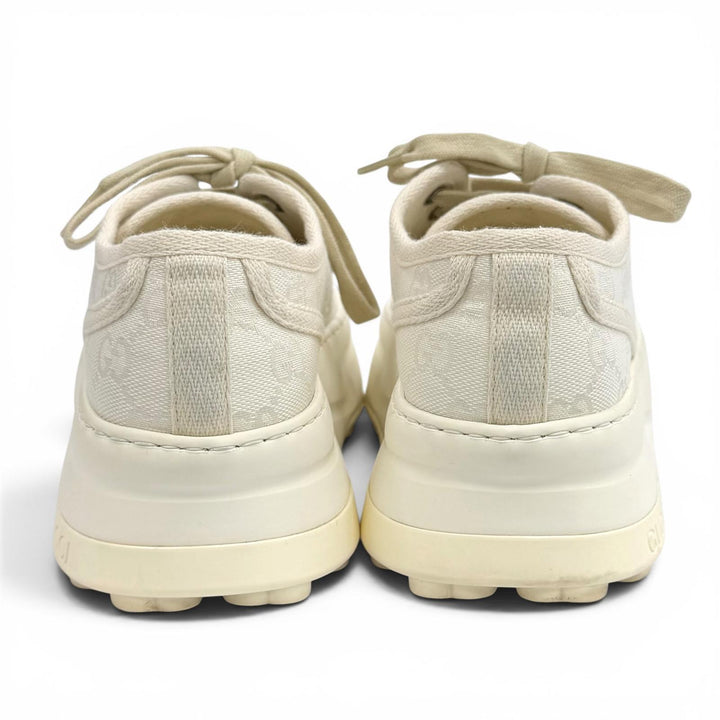 Great GUCCI sneakers tennis 1977 Platform with logo white GG canvas 36.5 746767