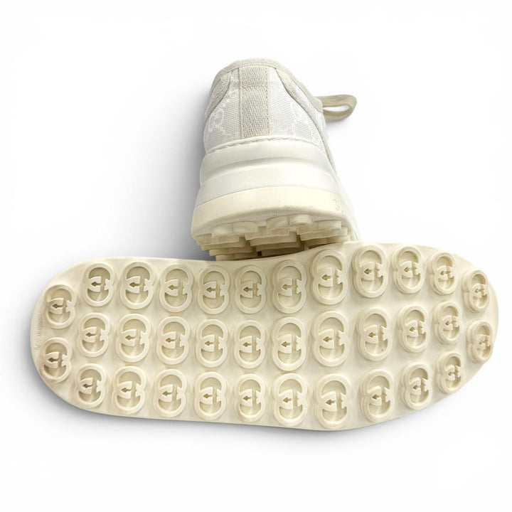 Great GUCCI sneakers tennis 1977 Platform with logo white GG canvas 36.5 746767