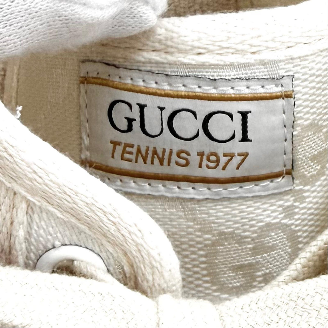 Great GUCCI sneakers tennis 1977 Platform with logo white GG canvas 36.5 746767