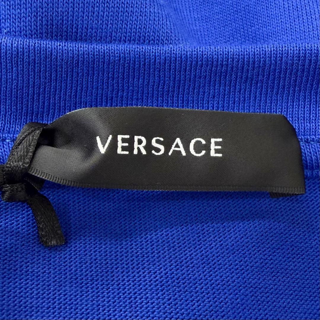 Pristine VERSACE Short sleeve T-shirt Baroque logo embroidery blue