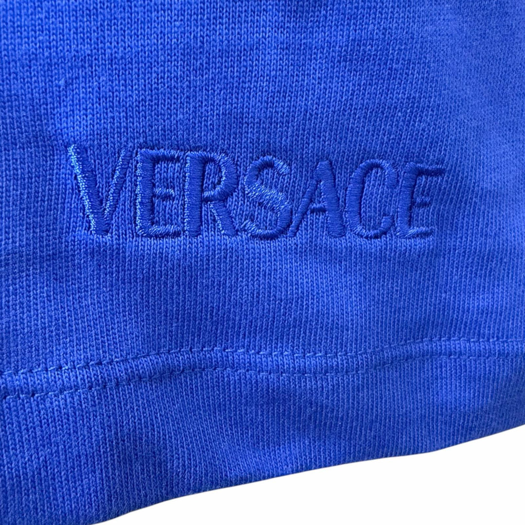 Pristine VERSACE Short sleeve T-shirt Baroque logo embroidery blue