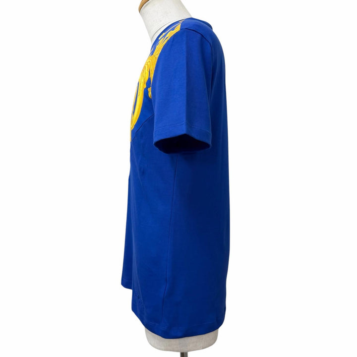 Pristine VERSACE Short sleeve T-shirt Baroque logo embroidery blue