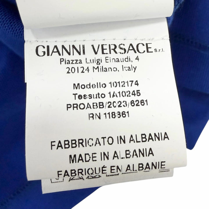Pristine VERSACE Short sleeve T-shirt Baroque logo embroidery blue