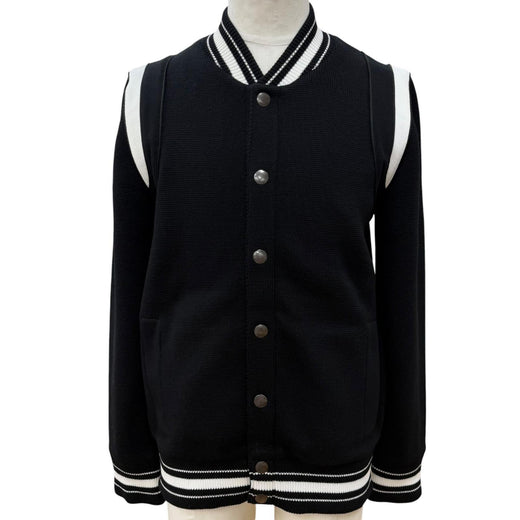 Great GIVENCHY Bomber jacket Back logo knit blouson black wool mens M BM00D04Y1L