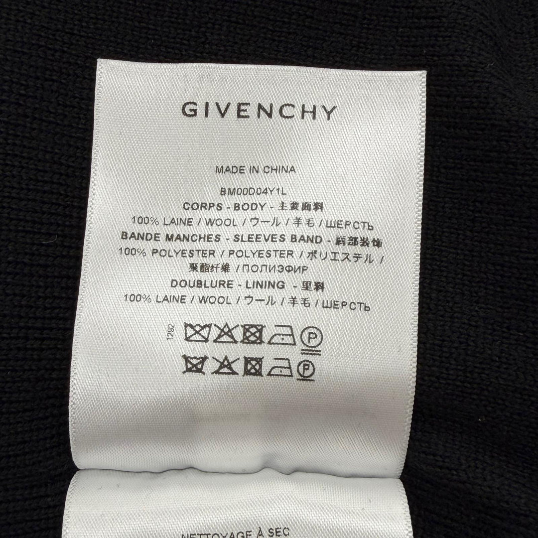 Great GIVENCHY Bomber jacket Back logo knit blouson black wool mens M BM00D04Y1L