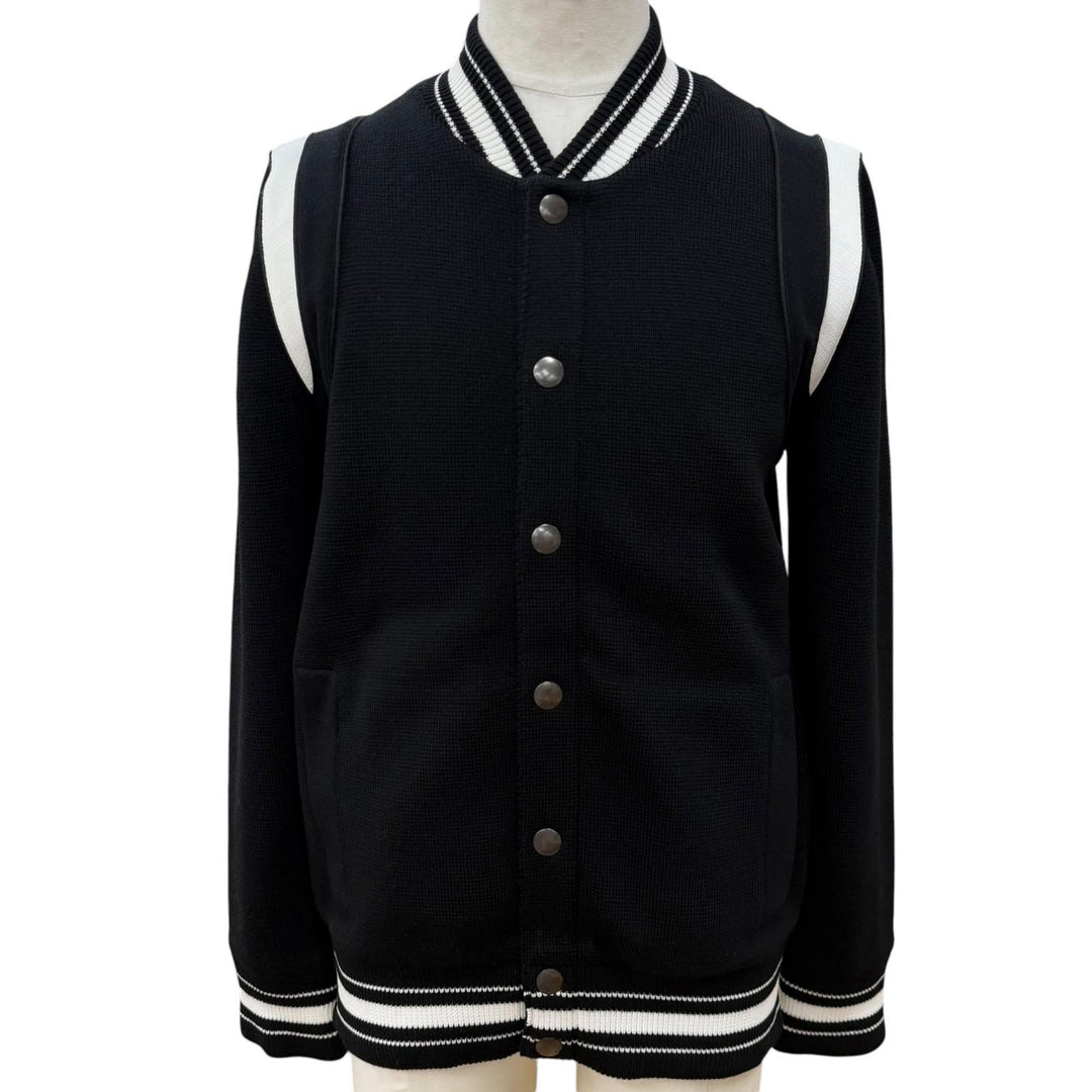 Great GIVENCHY Bomber jacket Back logo knit blouson black wool mens M BM00D04Y1L
