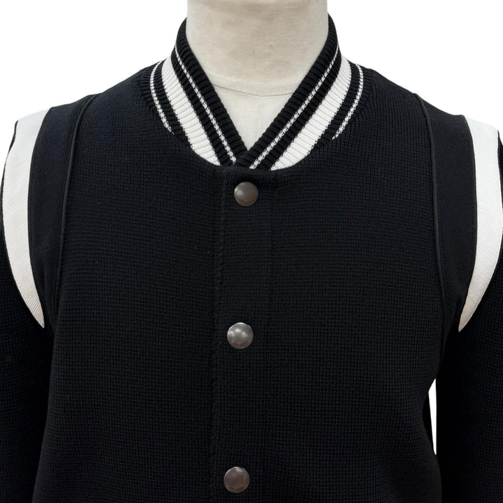 Great GIVENCHY Bomber jacket Back logo knit blouson black wool mens M BM00D04Y1L