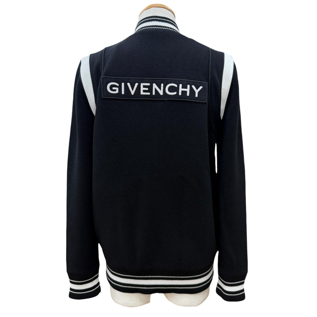 Great GIVENCHY Bomber jacket Back logo knit blouson black wool mens M BM00D04Y1L