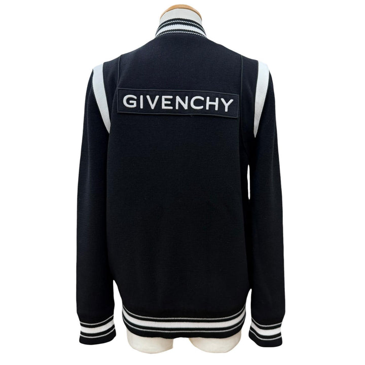 Great GIVENCHY Bomber jacket Back logo knit blouson black wool mens M BM00D04Y1L