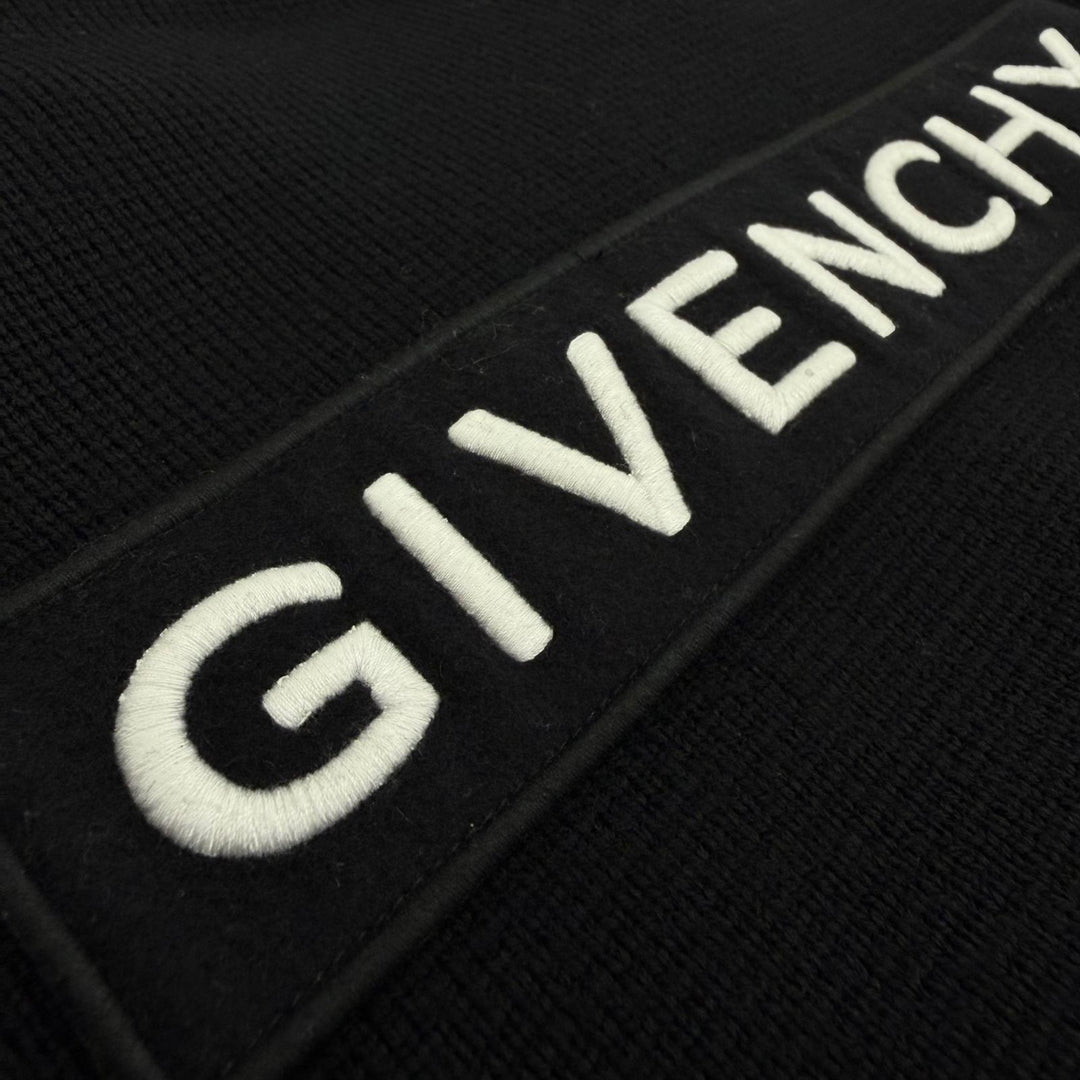 Great GIVENCHY Bomber jacket Back logo knit blouson black wool mens M BM00D04Y1L