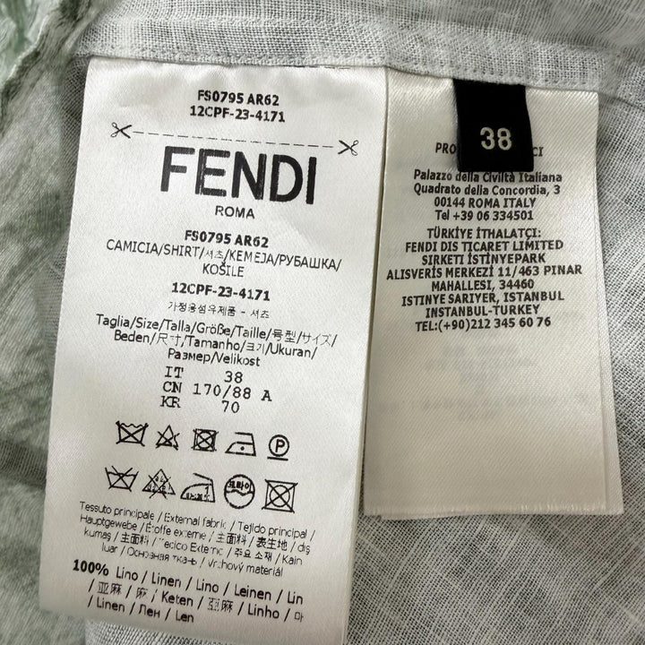 Excellent FENDI Short sleeve shirt FF logo Zucca all-over pattern green
