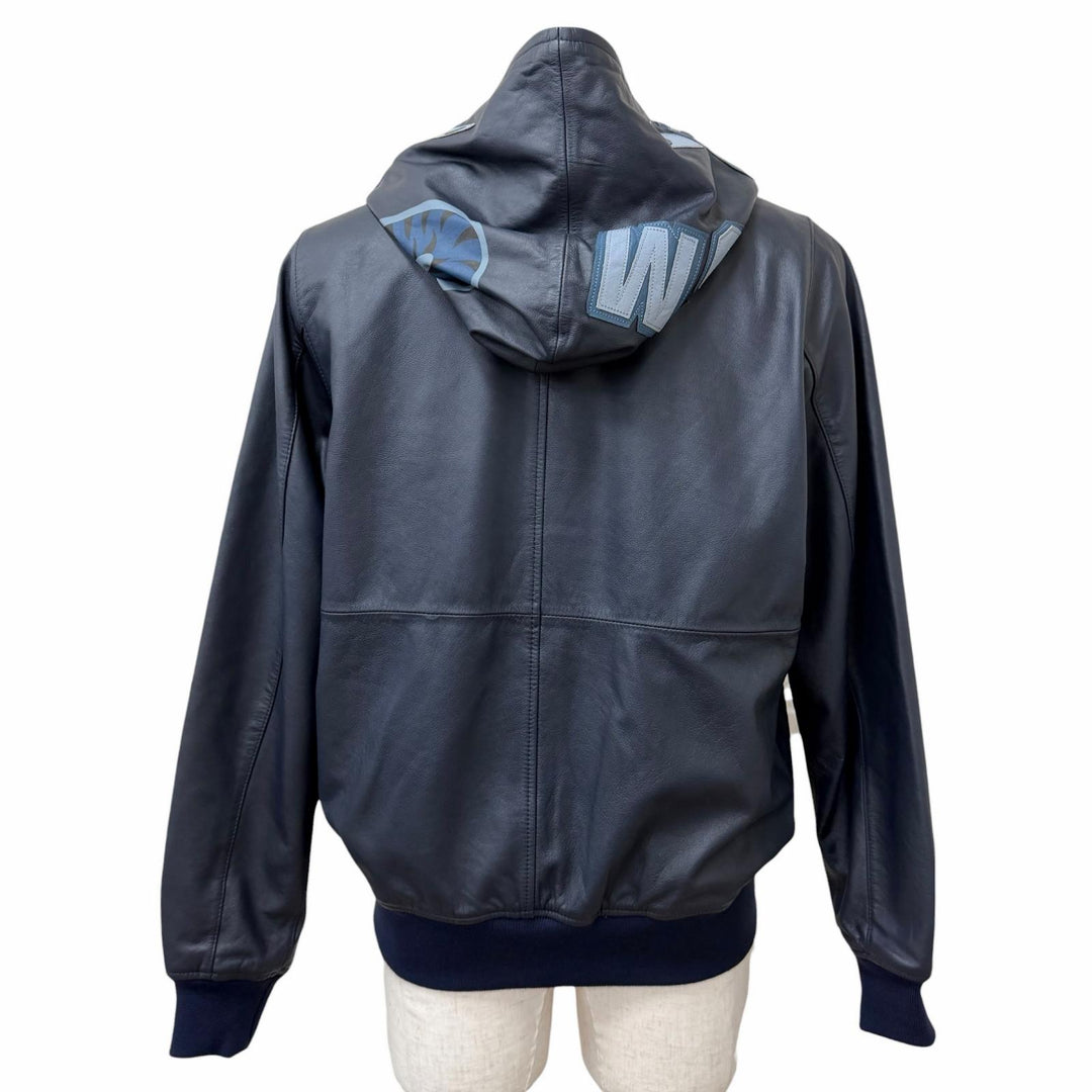 Great A BATHING APE leather jacket LEATHER SHARK HOODIE JACKET Shark Hoodie