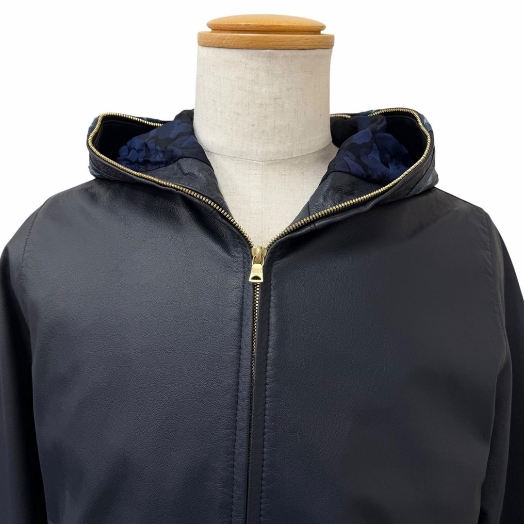 Great A BATHING APE leather jacket LEATHER SHARK HOODIE JACKET Shark Hoodie