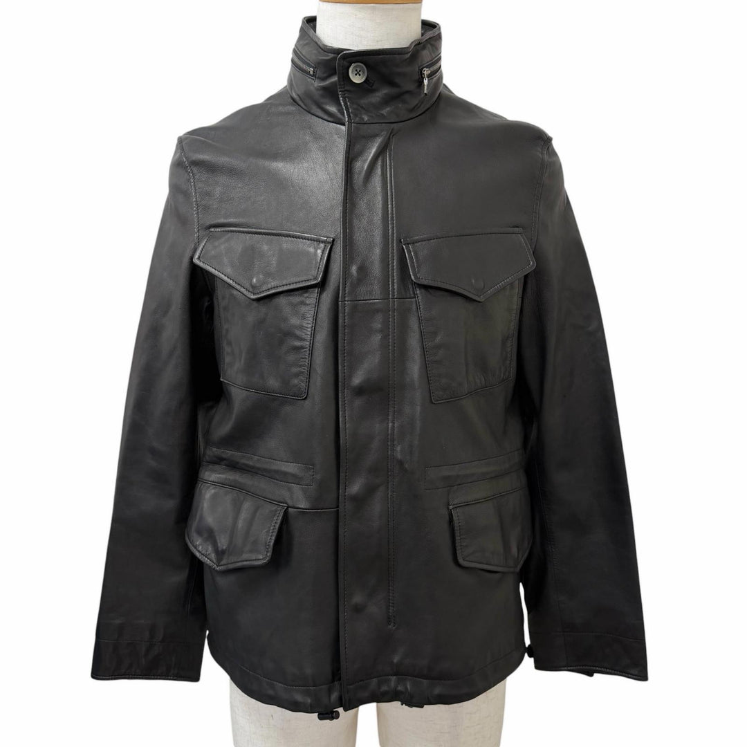 Very Good PS Paul Smith Leather jacket Stand collar black Sheep leather