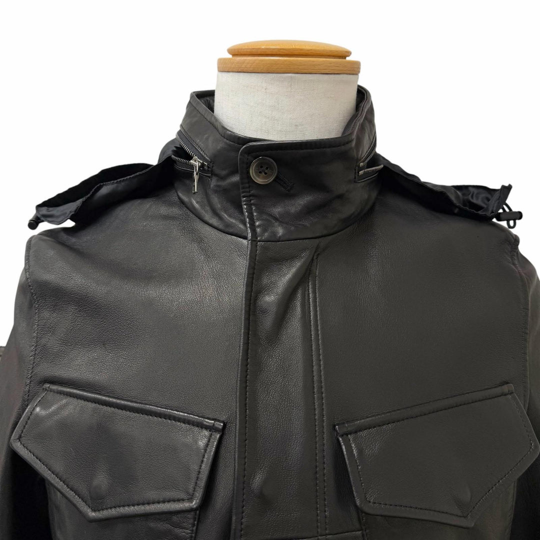 Very Good PS Paul Smith Leather jacket Stand collar black Sheep leather