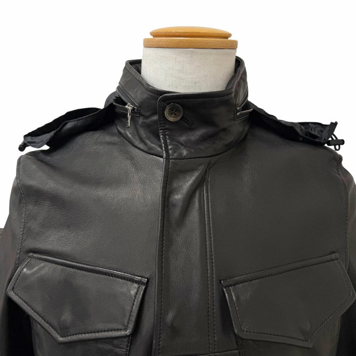Very Good PS Paul Smith Leather jacket Stand collar black Sheep leather