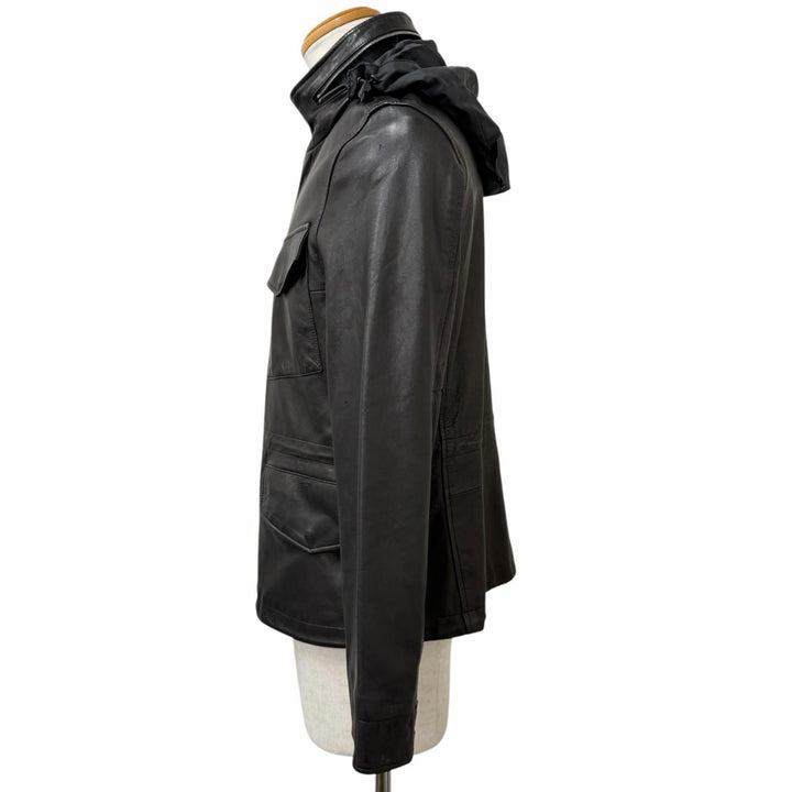Very Good PS Paul Smith Leather jacket Stand collar black Sheep leather