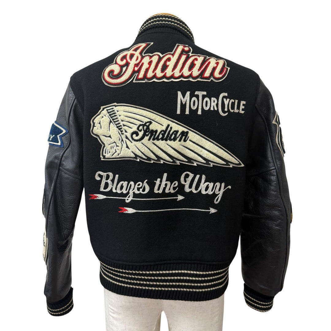 Great WHITESVILLE Stajan Indian Motorcycle Leather Sleeves black wool