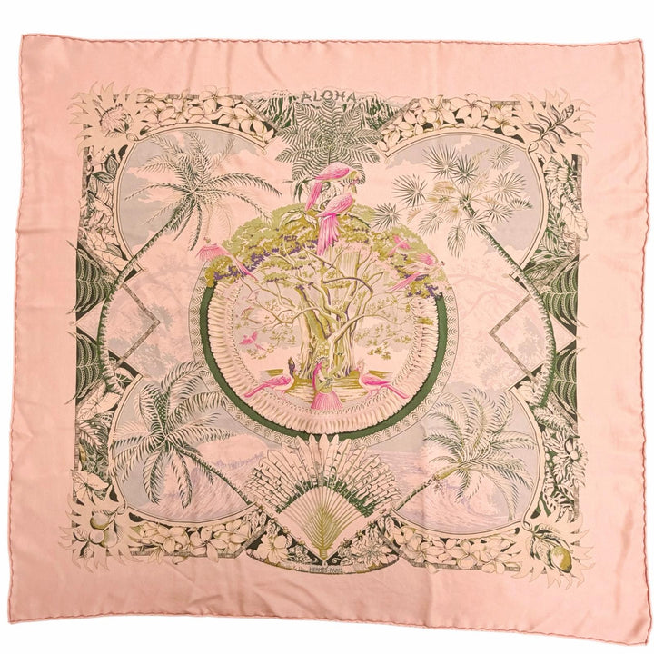 Pristine HERMES scarf ALOHA Carre 70 pink silk Women 082026S