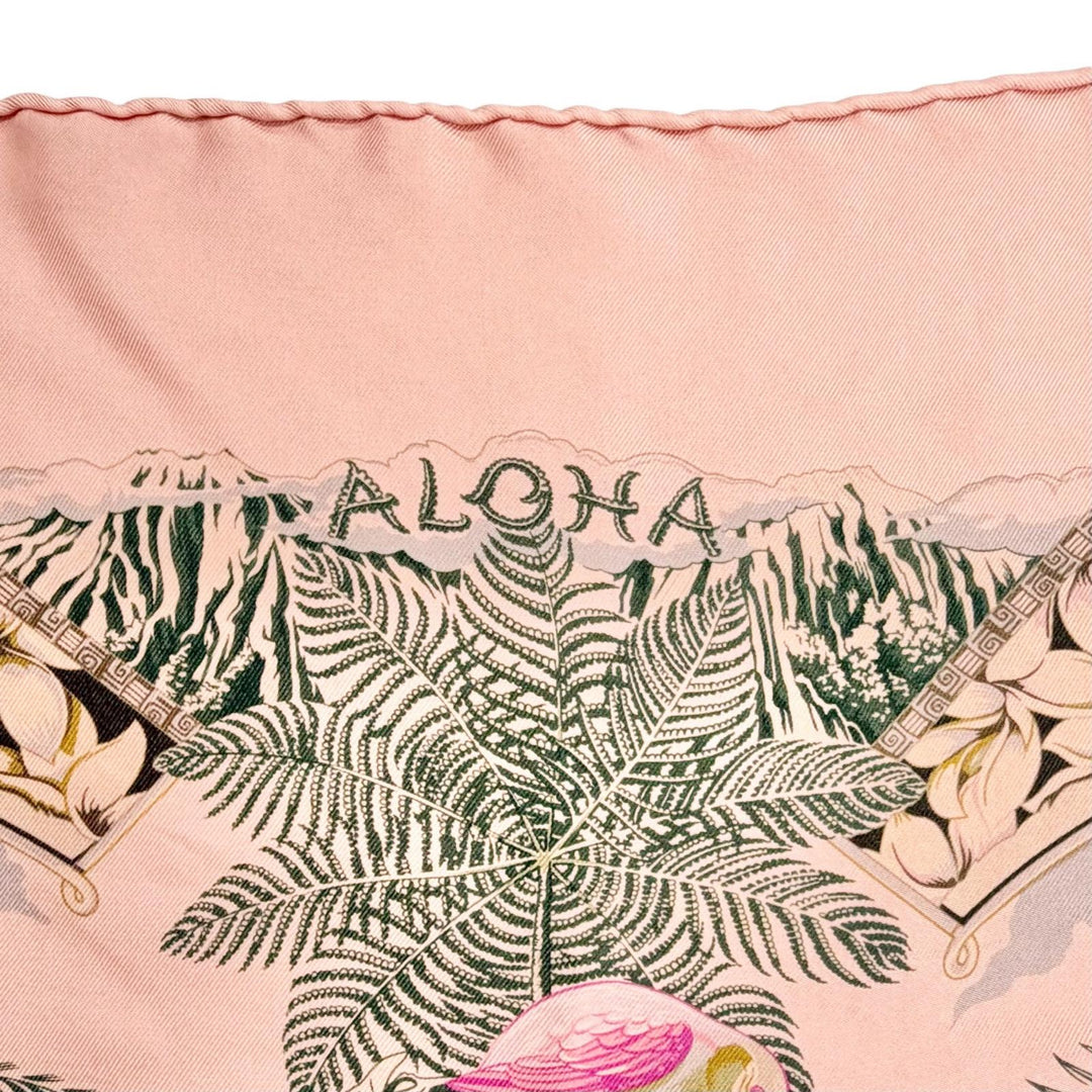 Pristine HERMES scarf ALOHA Carre 70 pink silk Women 082026S