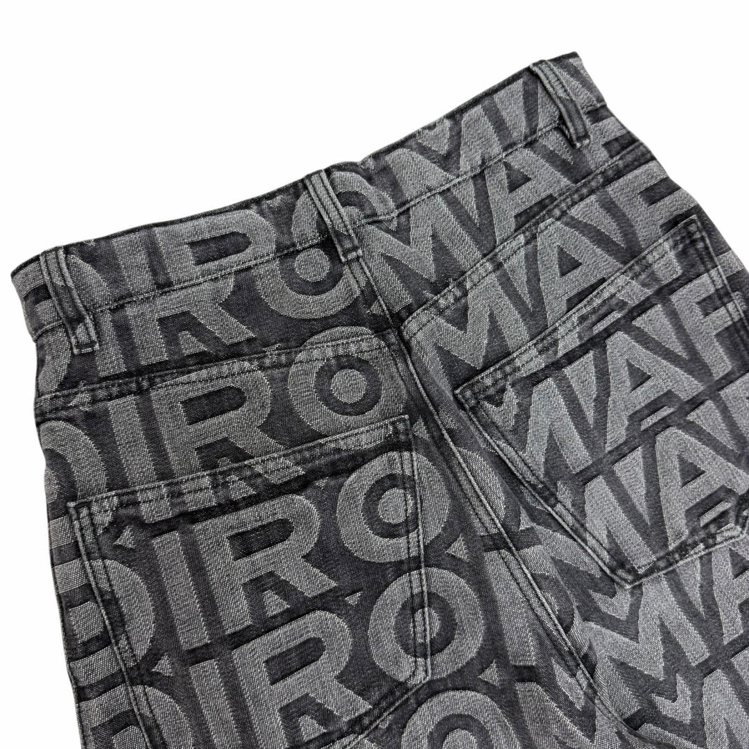 Excellent FENDI×MARC JACOBS Denim pants Logo print wide-leg pants gray 38 FLP774