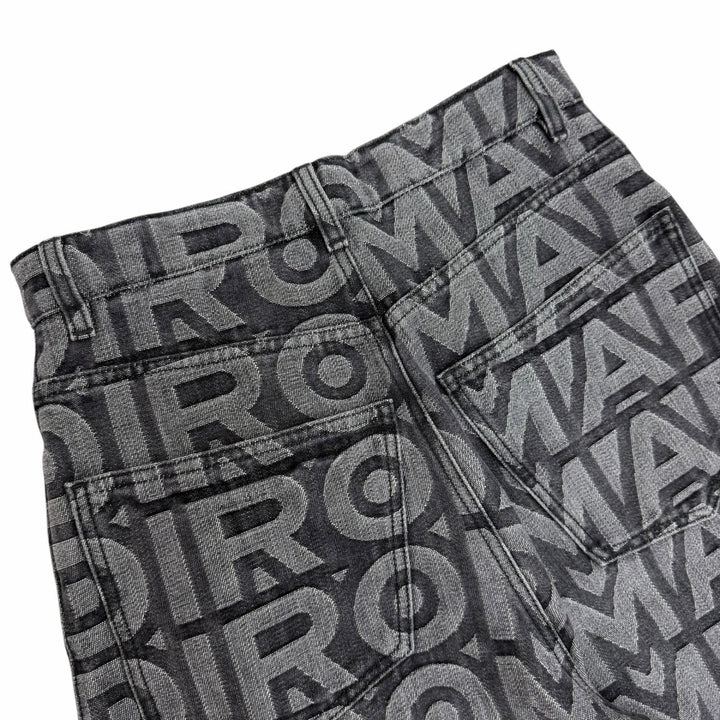 Excellent FENDI×MARC JACOBS Denim pants Logo print wide-leg pants gray 38 FLP774