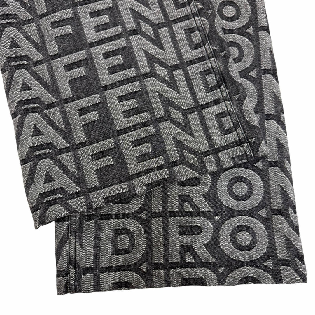 Excellent FENDI×MARC JACOBS Denim pants Logo print wide-leg pants gray 38 FLP774