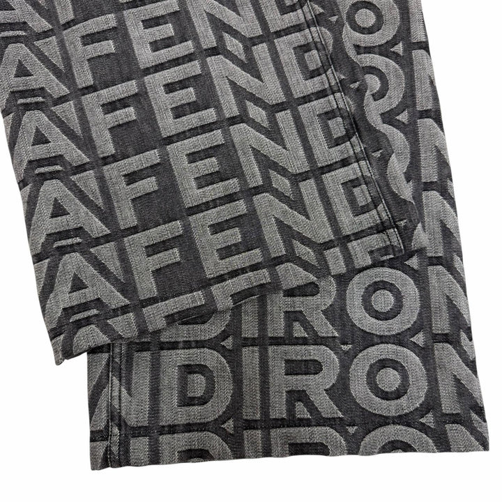 Excellent FENDI×MARC JACOBS Denim pants Logo print wide-leg pants gray 38 FLP774