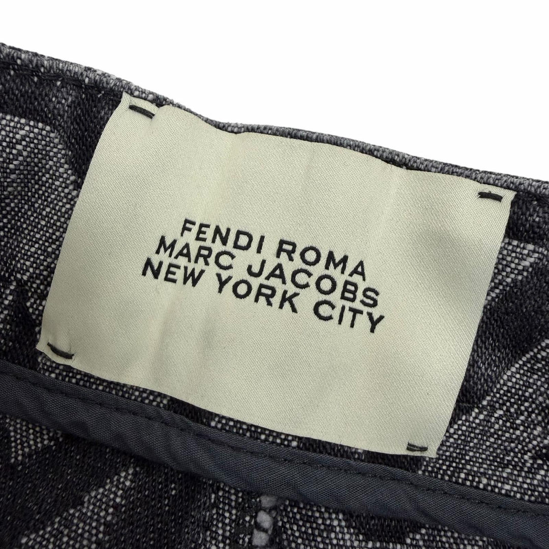 Excellent FENDI×MARC JACOBS Denim pants Logo print wide-leg pants gray 38 FLP774