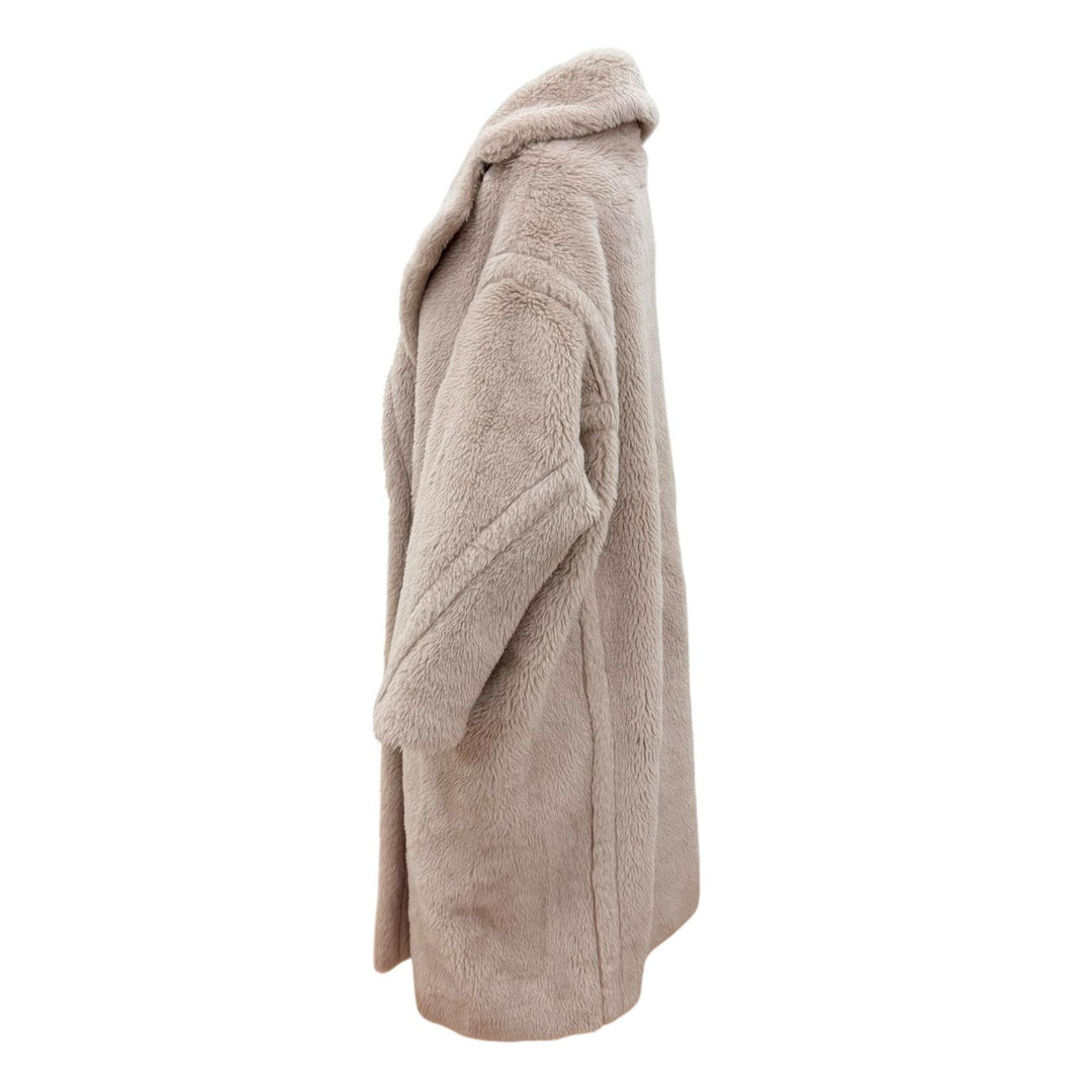Excellent Max Mara coat Teddy bear Silk blend beige alpaca Women XS 101615136