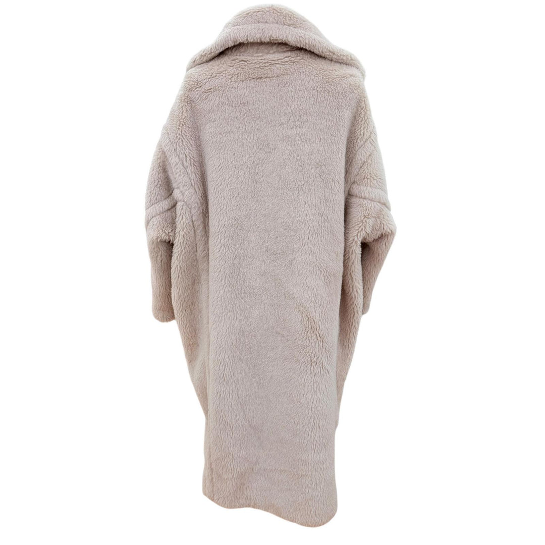 Excellent Max Mara coat Teddy bear Silk blend beige alpaca Women XS 101615136