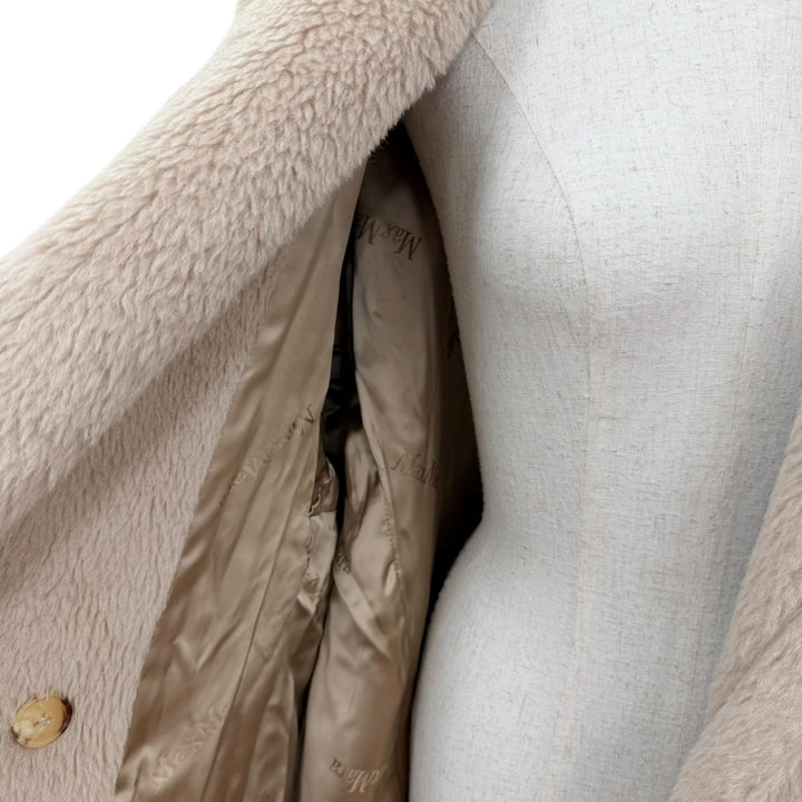 Excellent Max Mara coat Teddy bear Silk blend beige alpaca Women XS 101615136