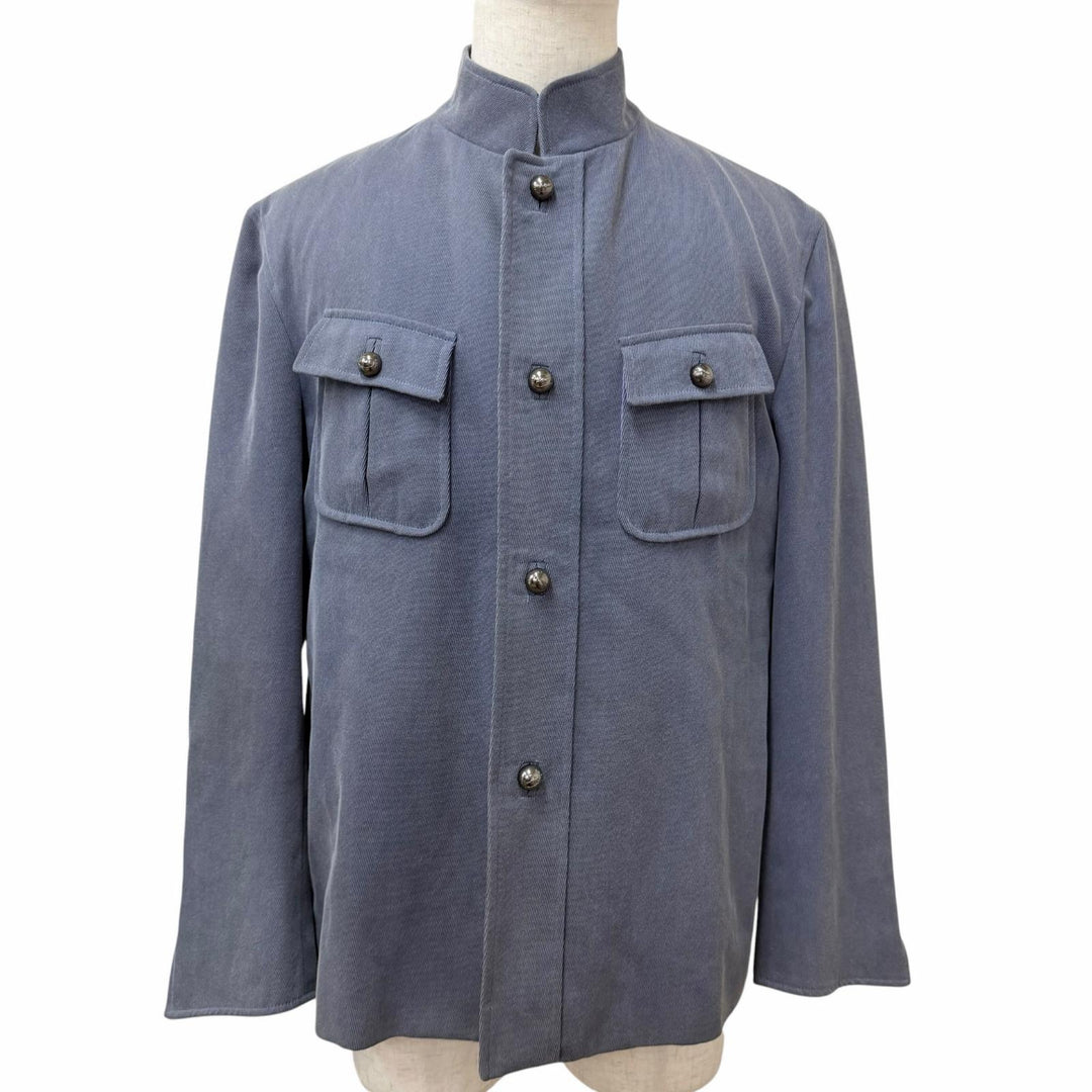 Great ARNYS PARIS Jacket Logo button stand collar safari jacket Blue gray
